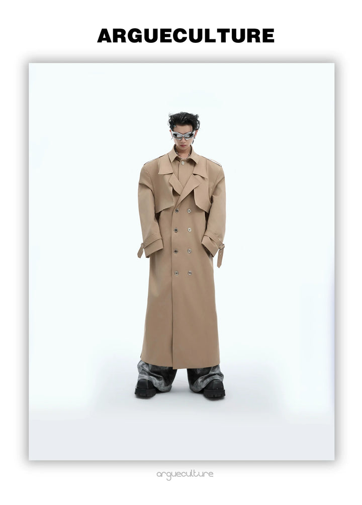 Vintage Trench Coat with Belt and Shoulder Pads ¨C Double-Breasted - ArgueCulture