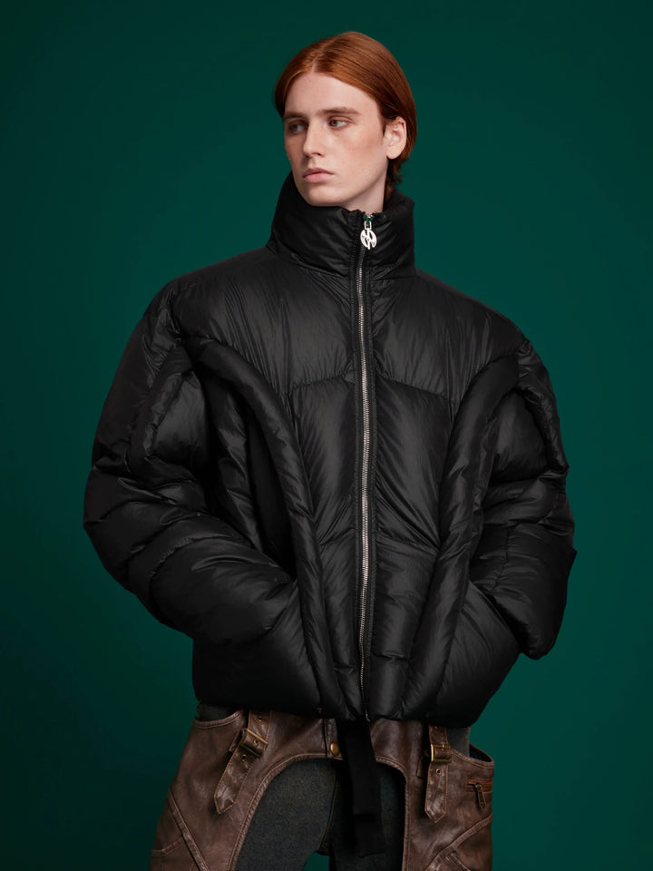 Deconstructed Puffer Jacket High Collar Loose Fit Street Style - ArgueCulture