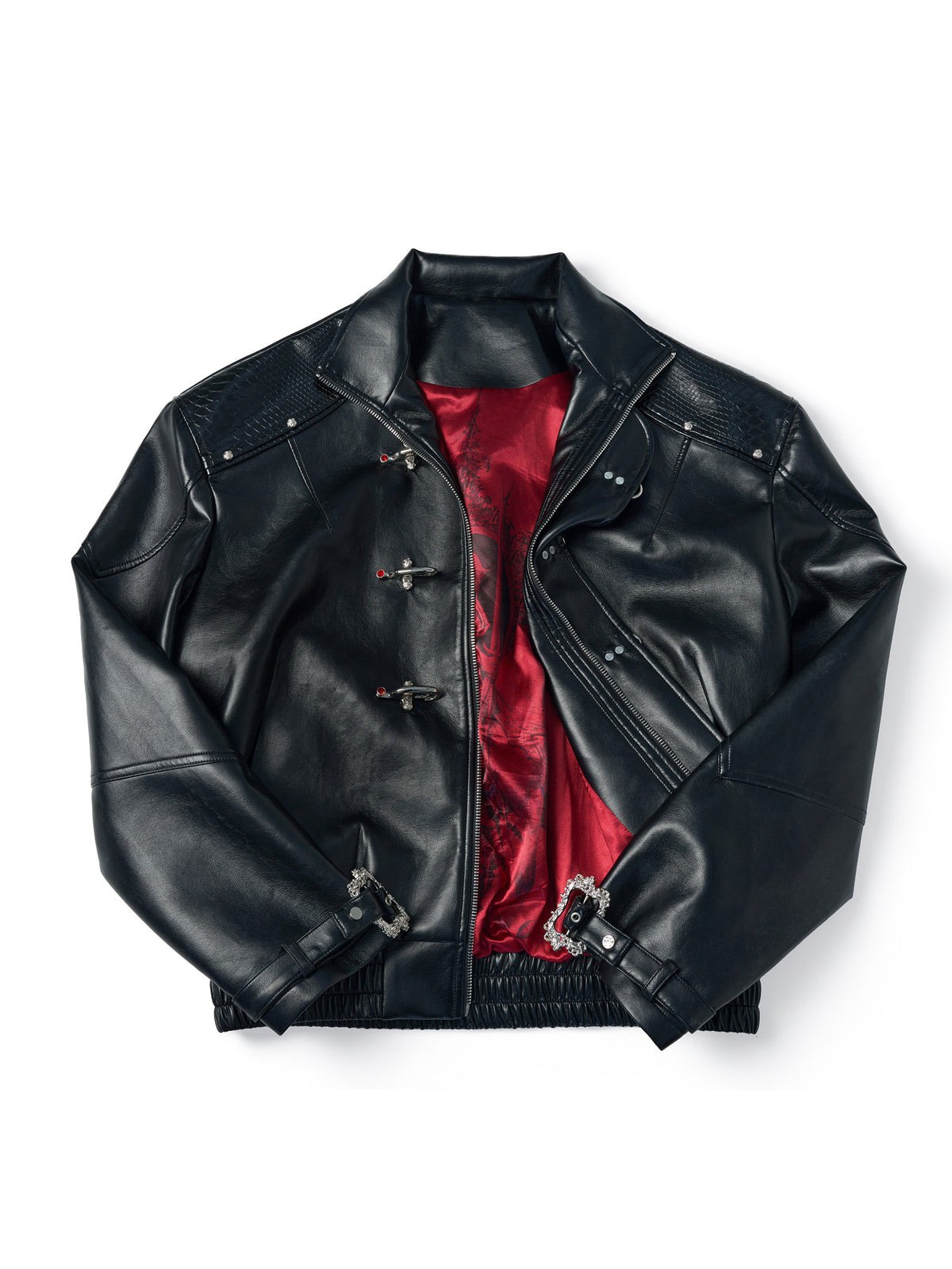 Reversible Python-Pattern Faux Leather Jacket - product image 1