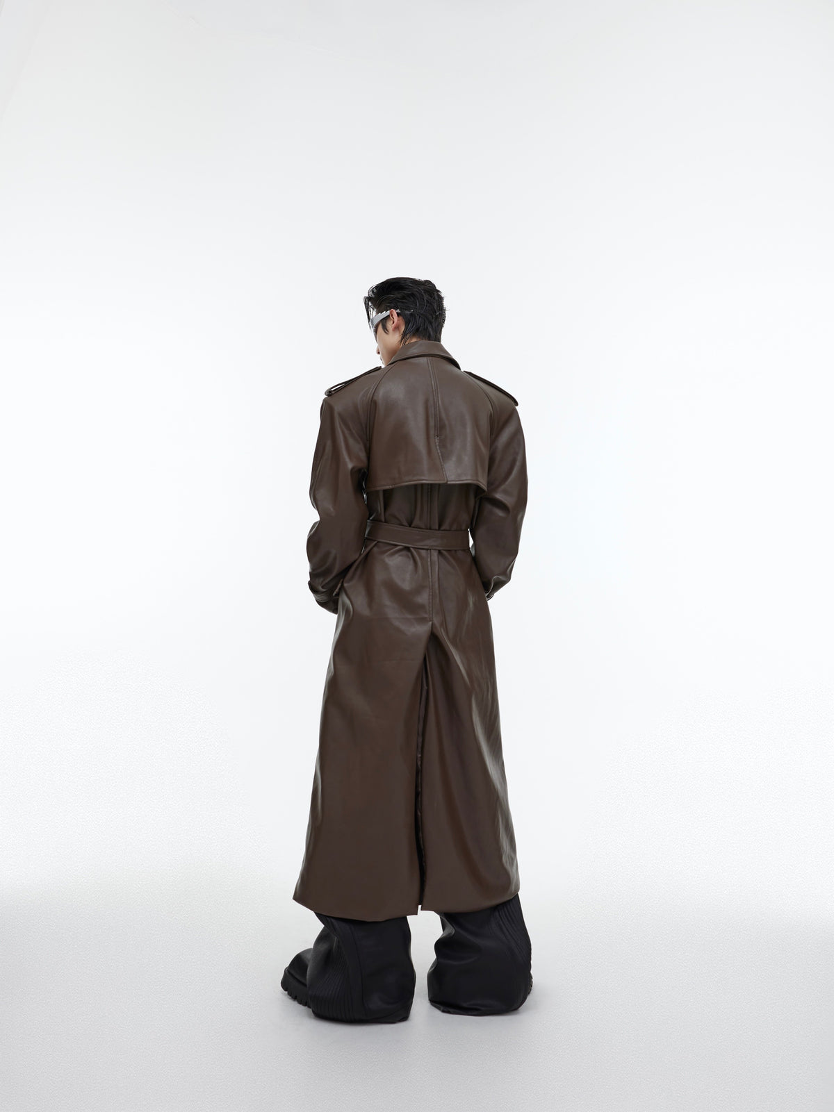 Deconstructed PU Leather Long Coat - product image 2