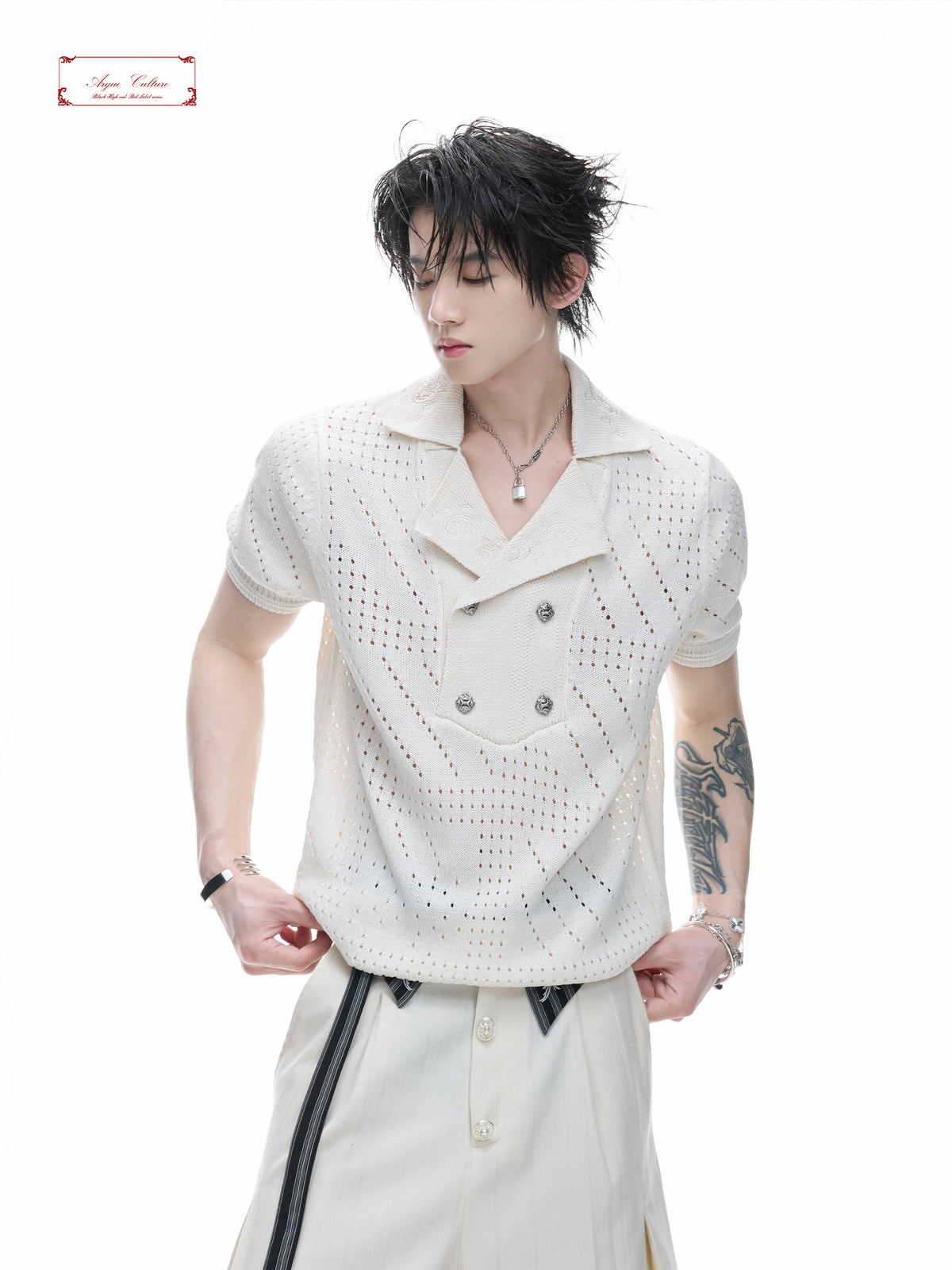 Openwork Embroidered Knit Polo - product image 4