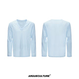 Deep V-Neck Linen-Blend Long-Sleeve Tee - product image 5