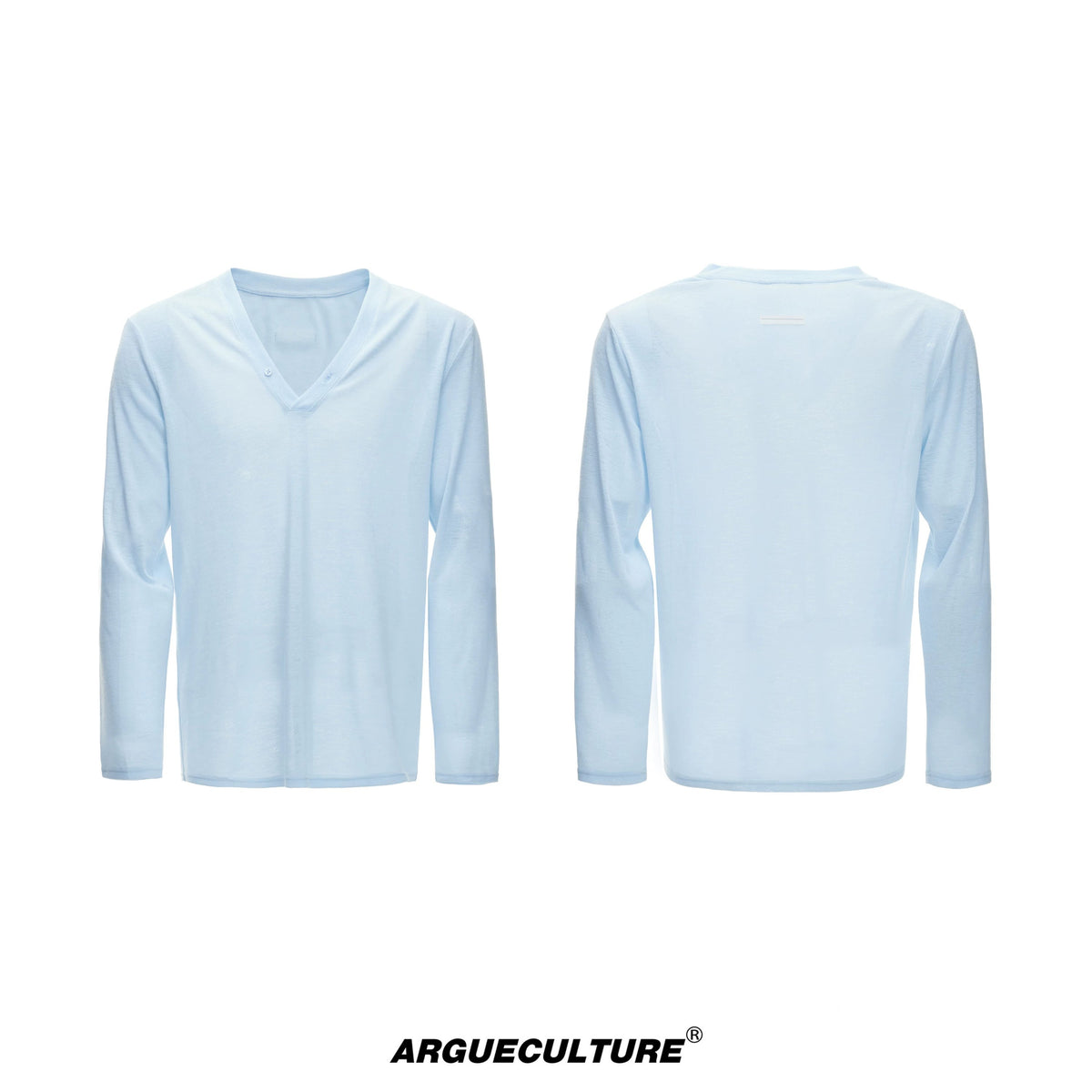 Deep V-Neck Linen-Blend Long-Sleeve Tee - product image 5