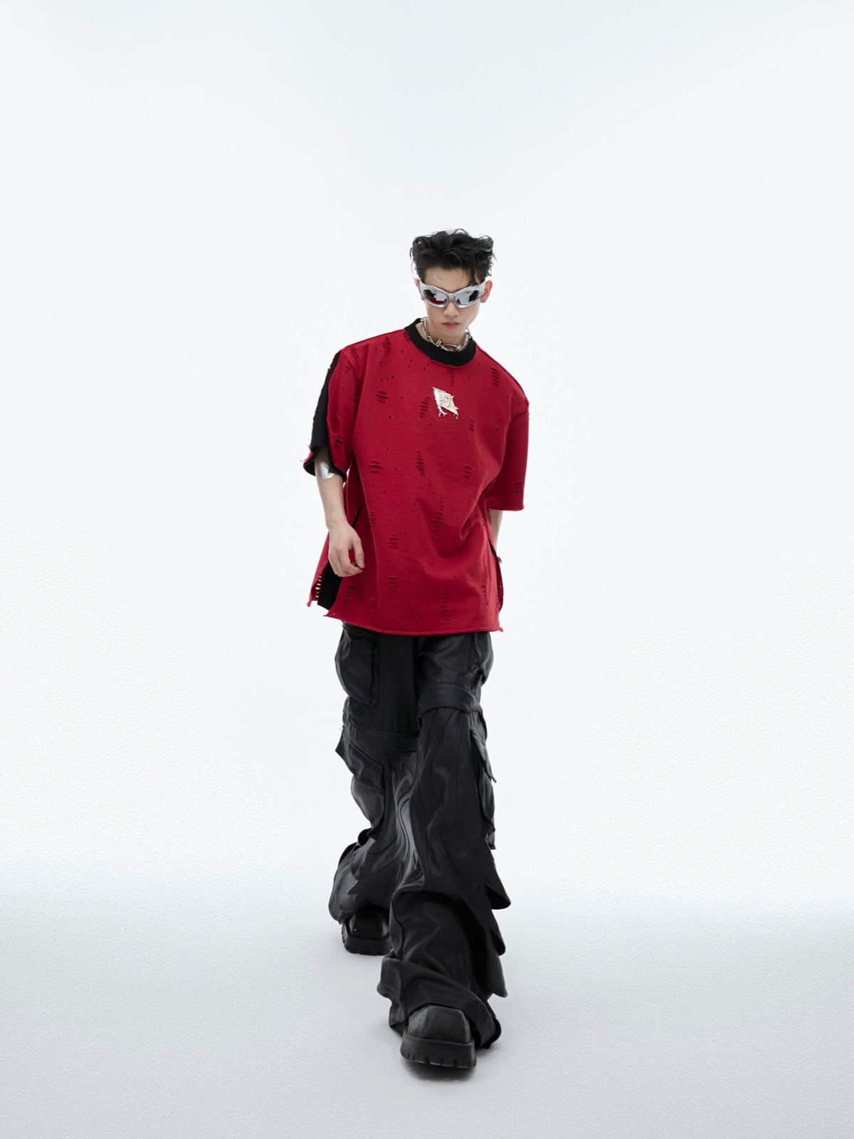 Deconstructed Logo Shoulder-Pad Tee - product image 5