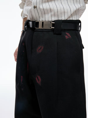 Pleated Red Lip Flared Trousers - product image 3