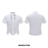Asymmetric Shoulder-Pad Stripe Shirt - product image 5