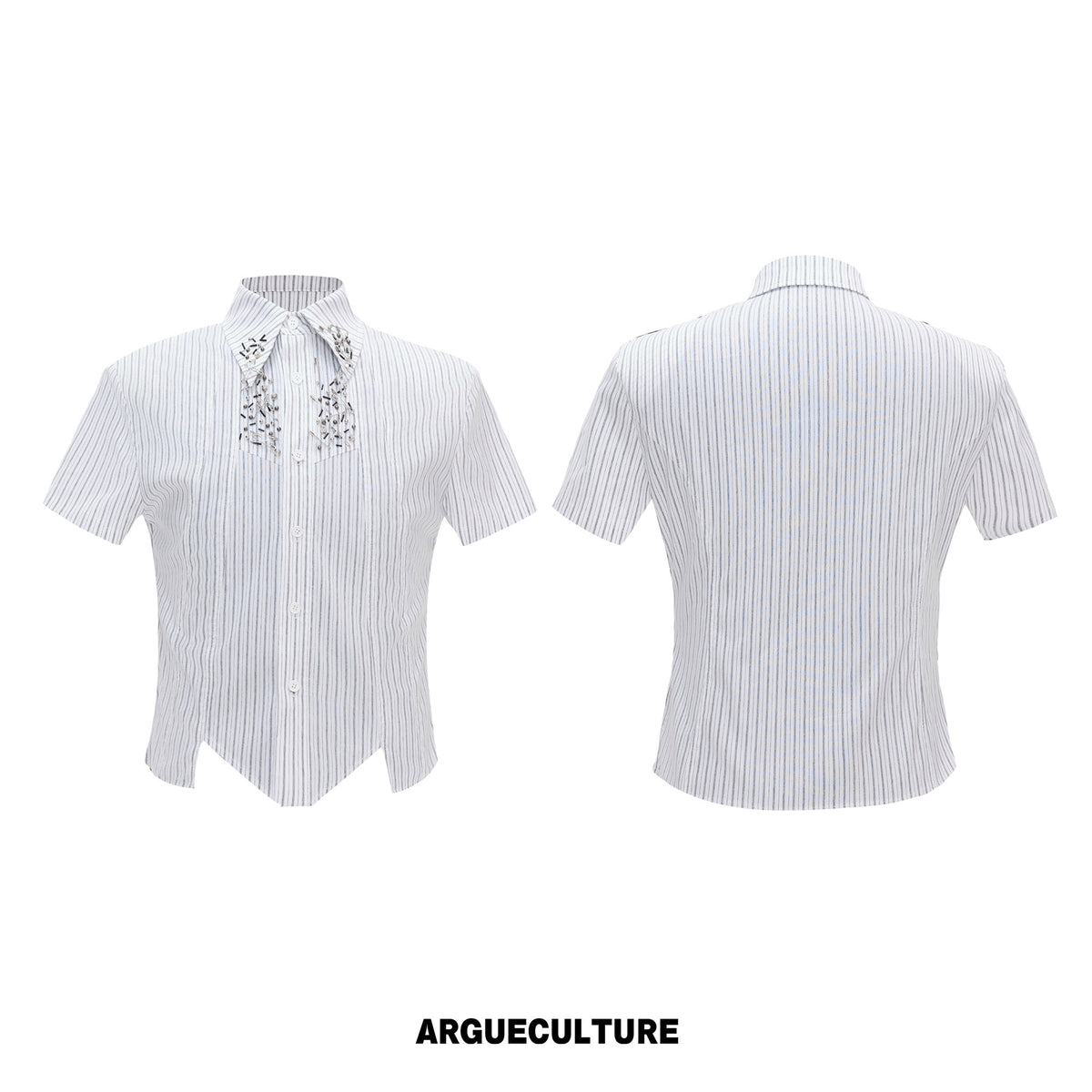 Asymmetric Shoulder-Pad Stripe Shirt - product image 5