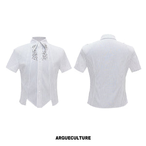 Asymmetric Shoulder-Pad Stripe Shirt - product image 5