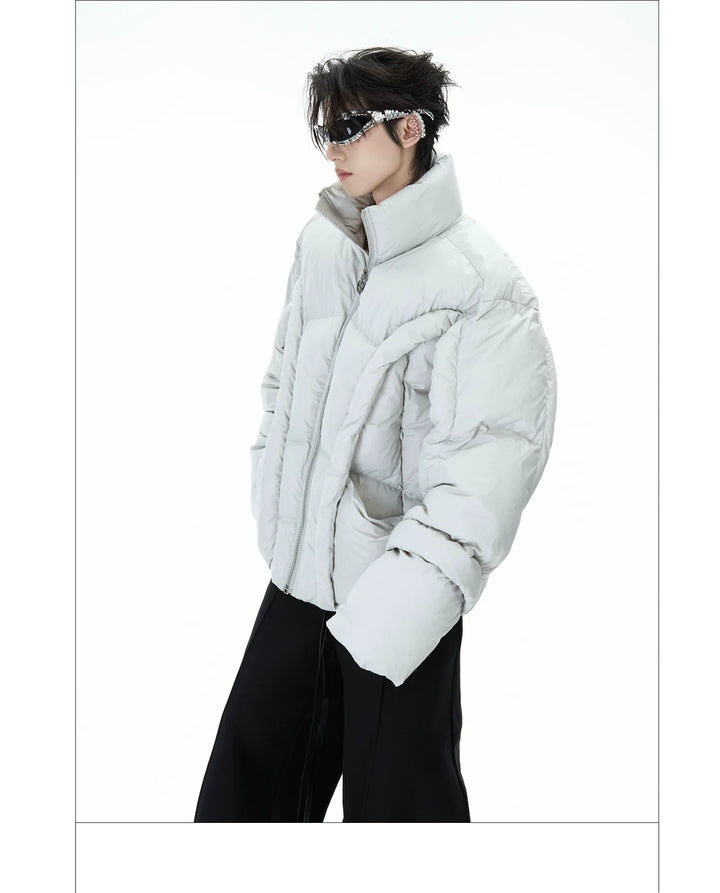 Deconstructed Puffer Jacket High Collar Loose Fit Street Style - ArgueCulture