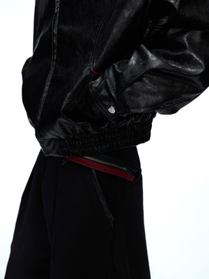 Contrast Snakeskin-Texture PU Jacket - product image 4