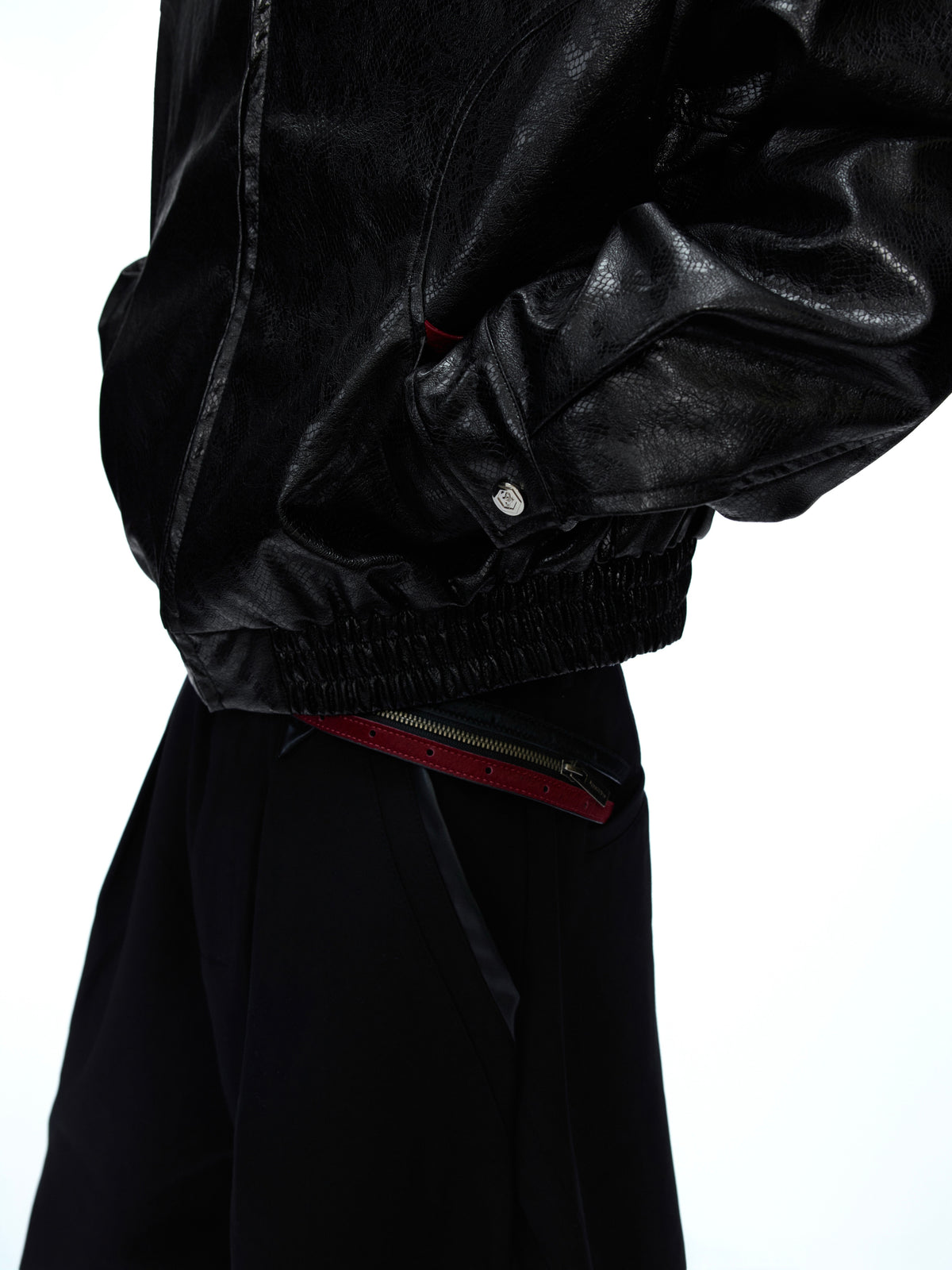 Contrast Snakeskin-Texture PU Jacket - product image 4
