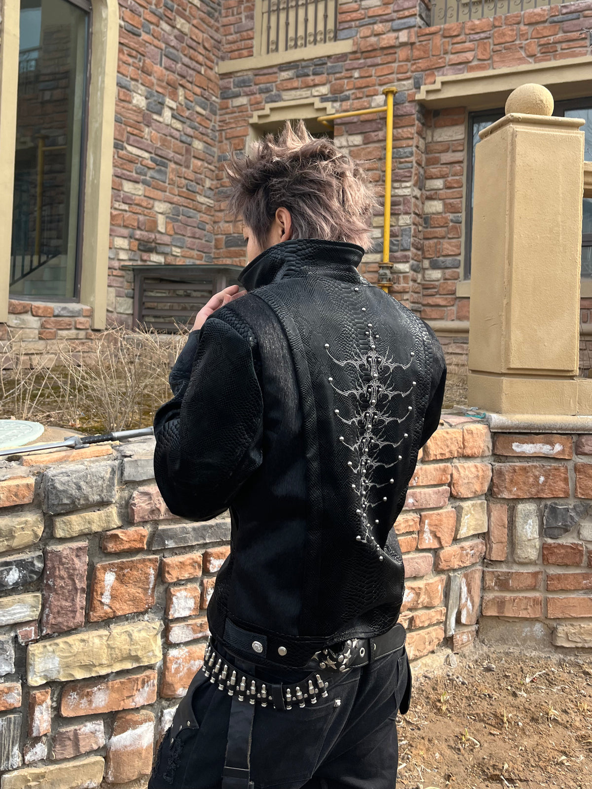 Snake-Texture PU Patchwork Jacket - product image 4