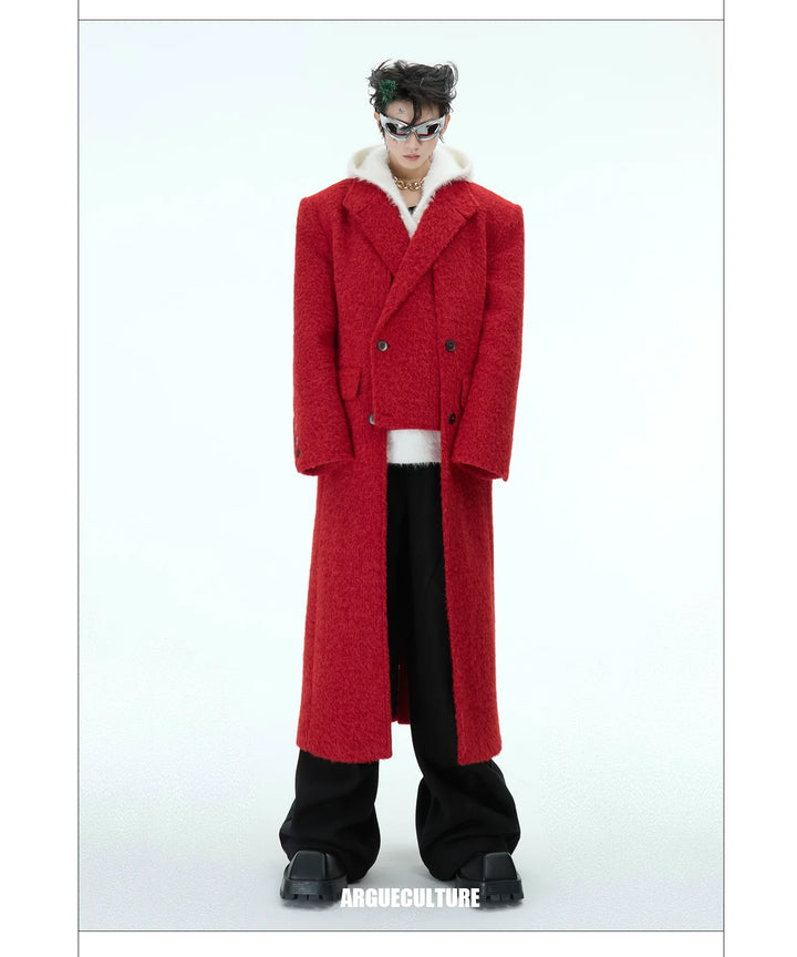 Asymmetrical Patchwork Wool Coat Double-Breasted Jacket - ArgueCulture