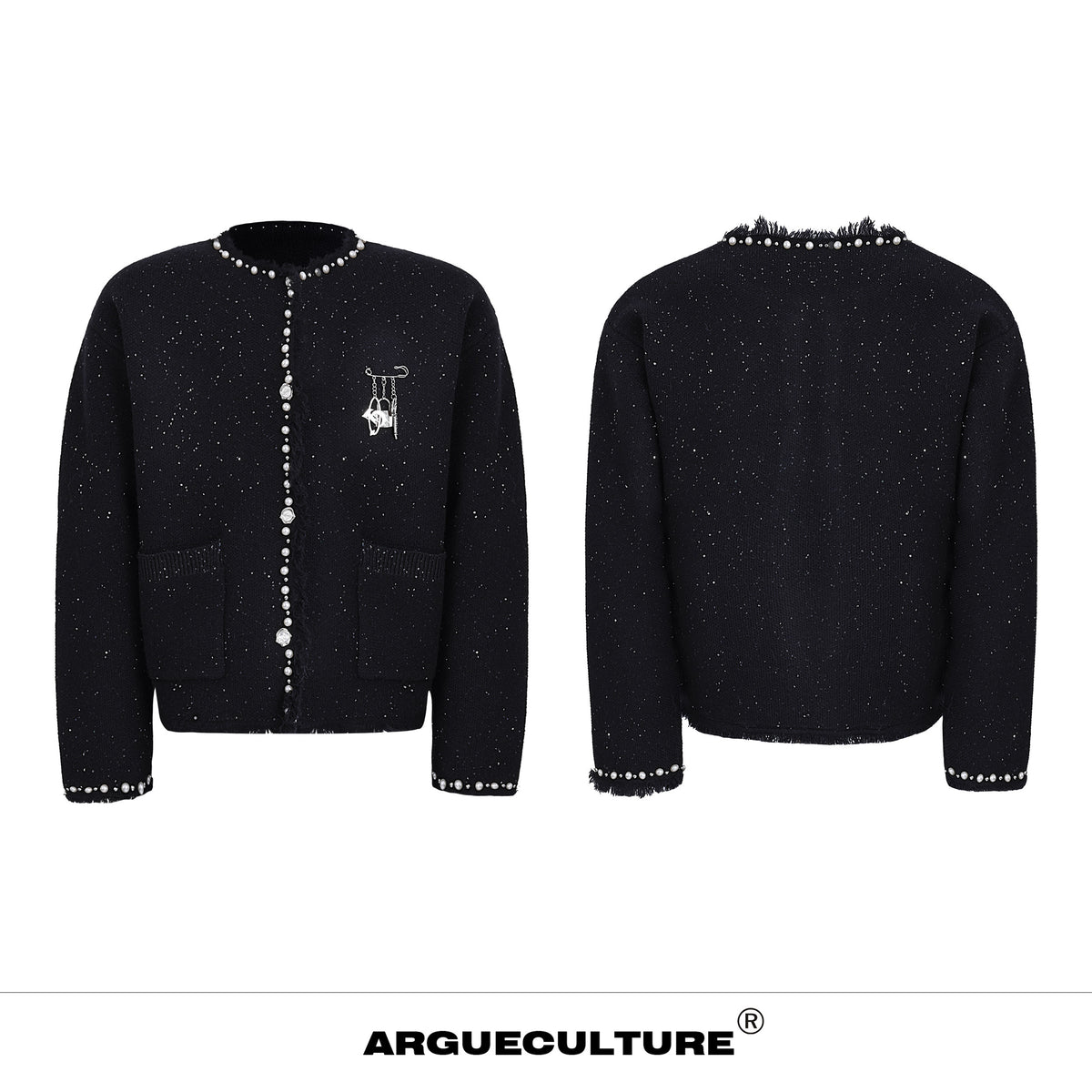 Pearl-Trim Shimmer Knit Cardigan - product image 5