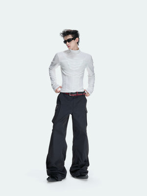 Structured Pleated Mock-Neck Top - product image 4