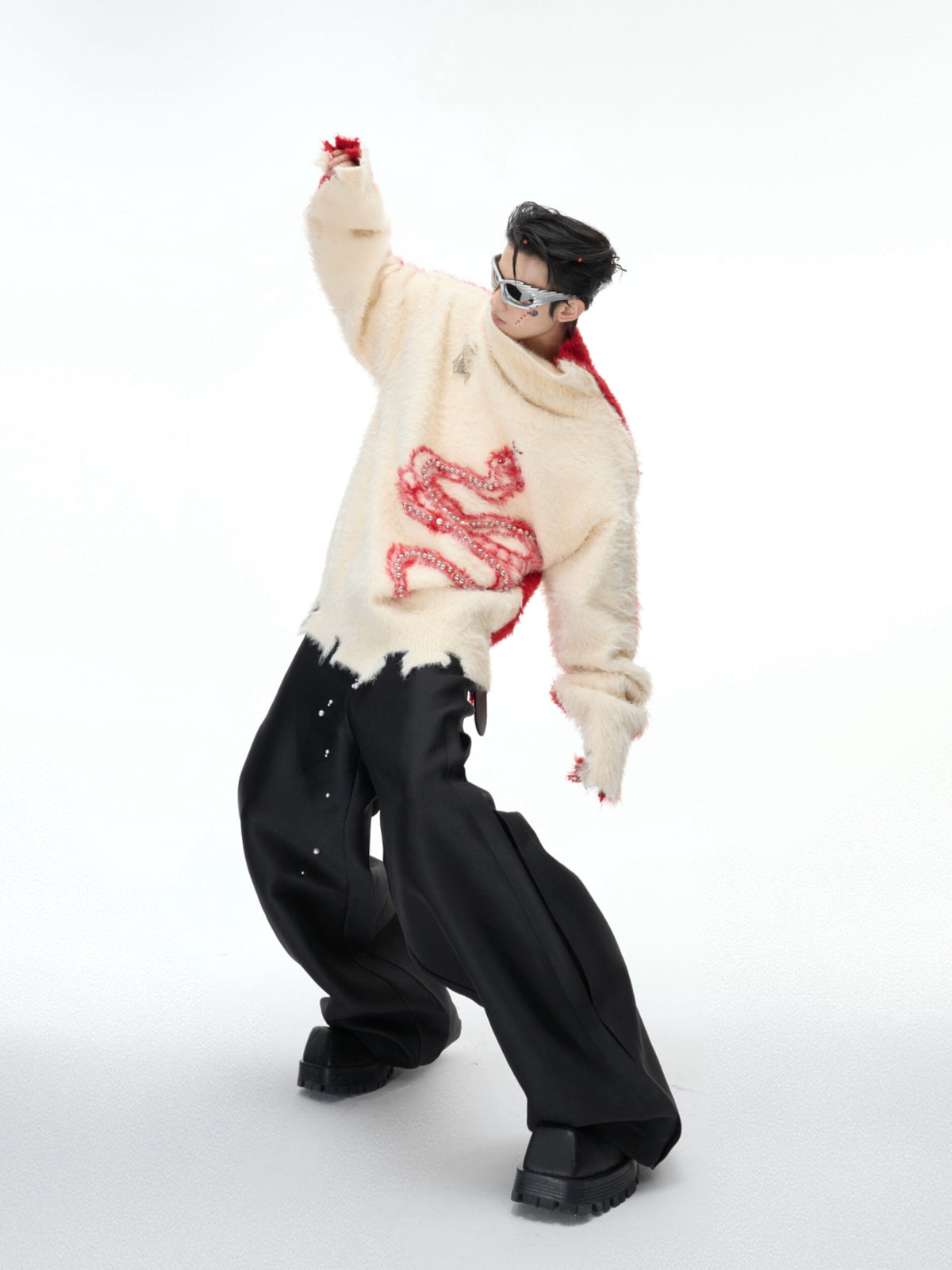 Pearl-Trimmed Snake Motif Sweater - product image 5