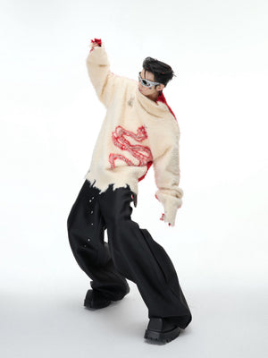 Pearl-Trimmed Snake Motif Sweater - product image 5