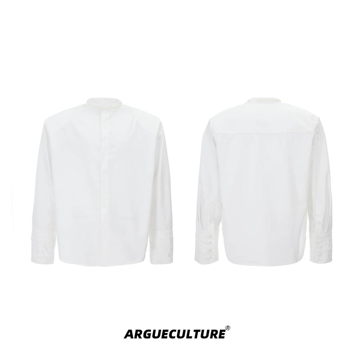 Baroque Pearl Padded Shoulder Shirt Luxurious Design Unisex - ArgueCulture