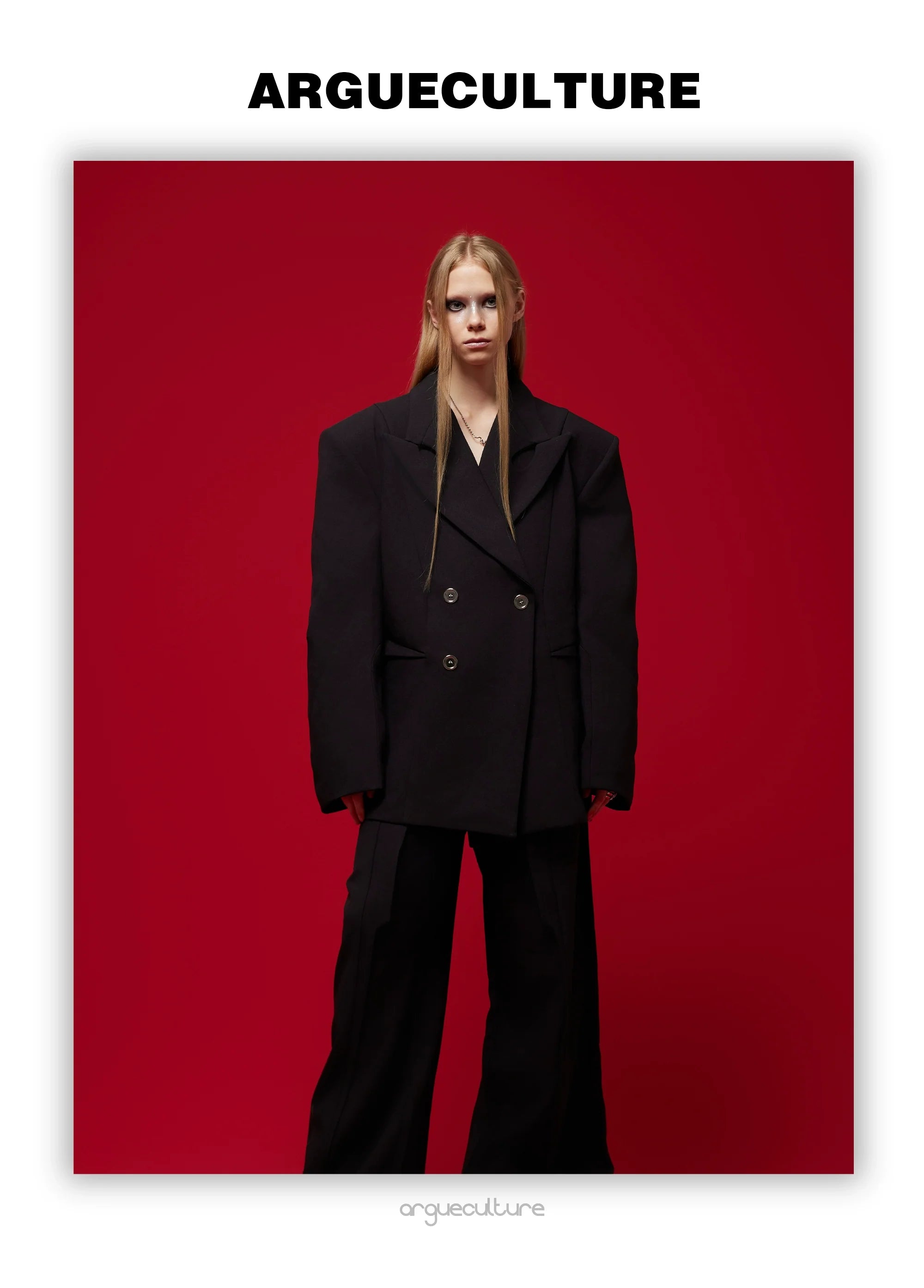Asymmetrical Collar Blazer with Textured Fabric ¡§C Deconstructed Suit Set - ArgueCulture