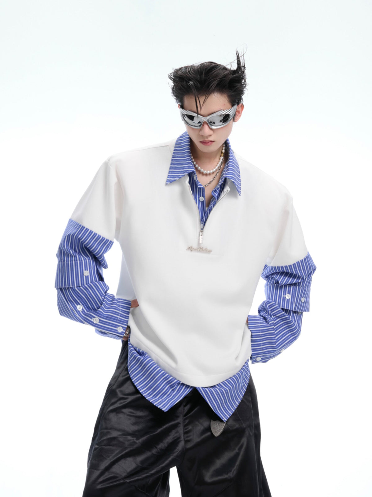 Relaxed Faux-Two-Piece Striped Shirt - product image 2
