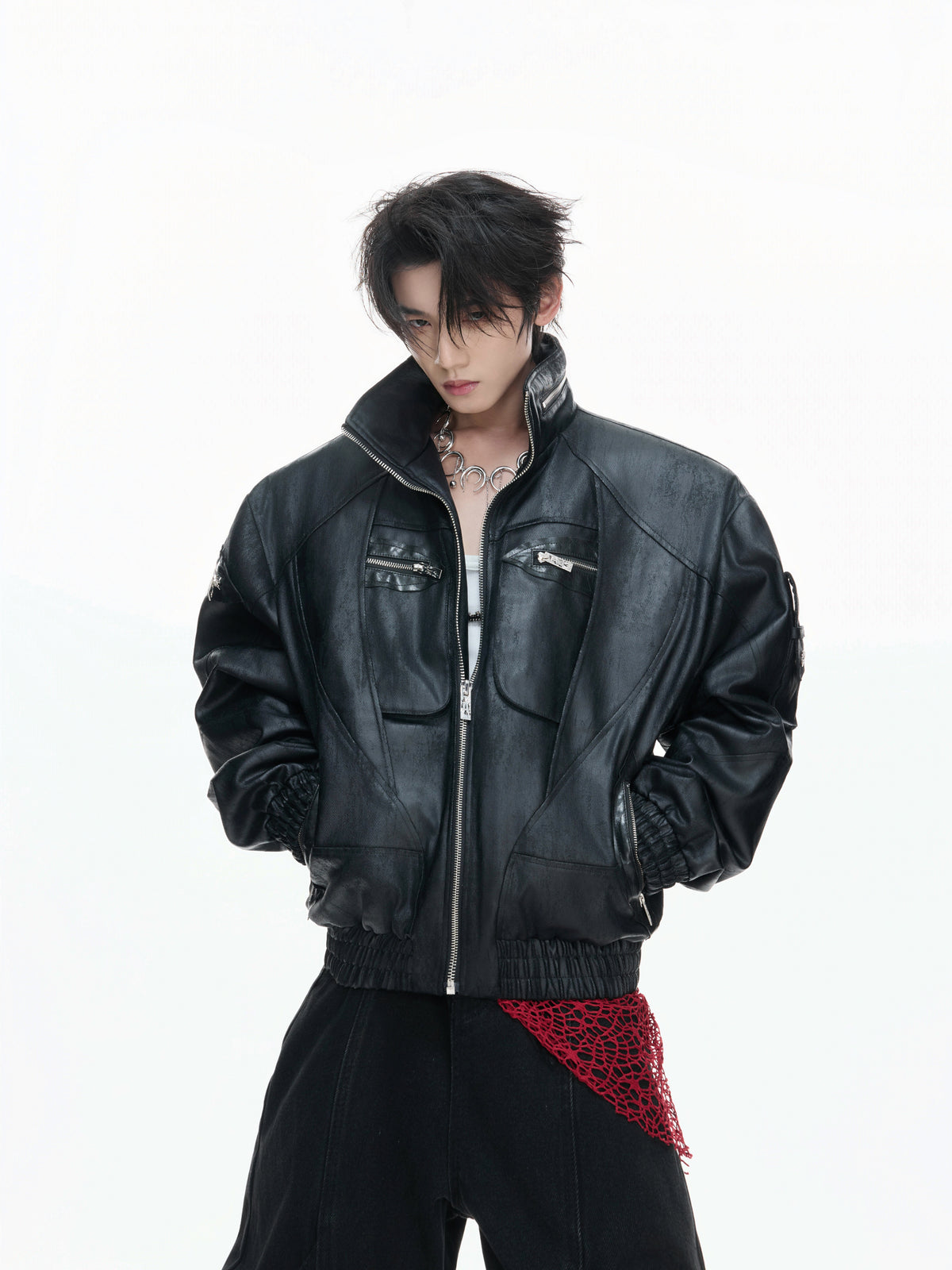 Deconstructed Faux Leather Jacket - product image 4