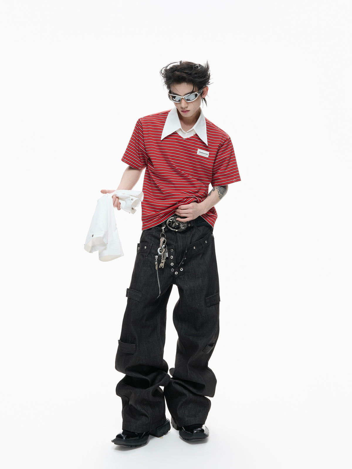 Color-Block Striped Mock Two-Piece Polo - product image 3