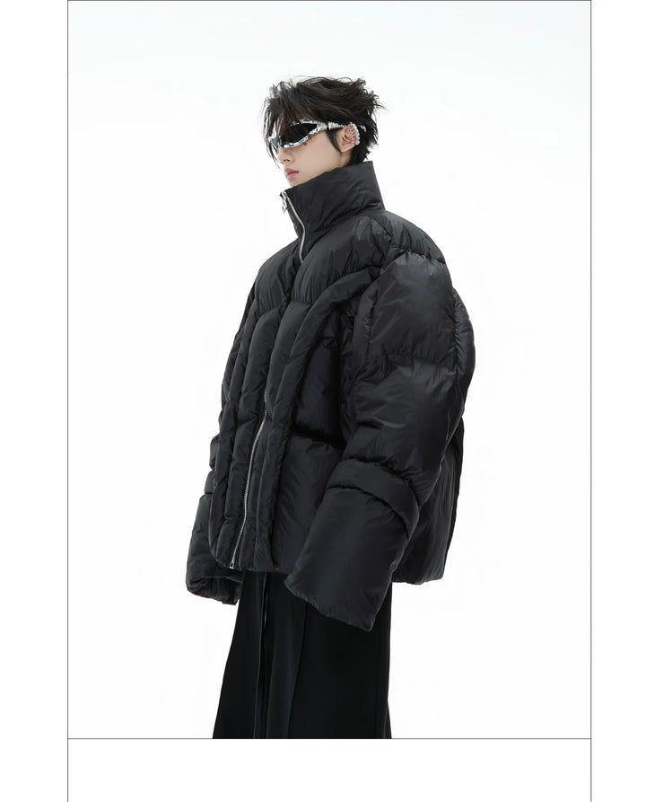 Deconstructed Puffer Jacket High Collar Loose Fit Street Style - ArgueCulture