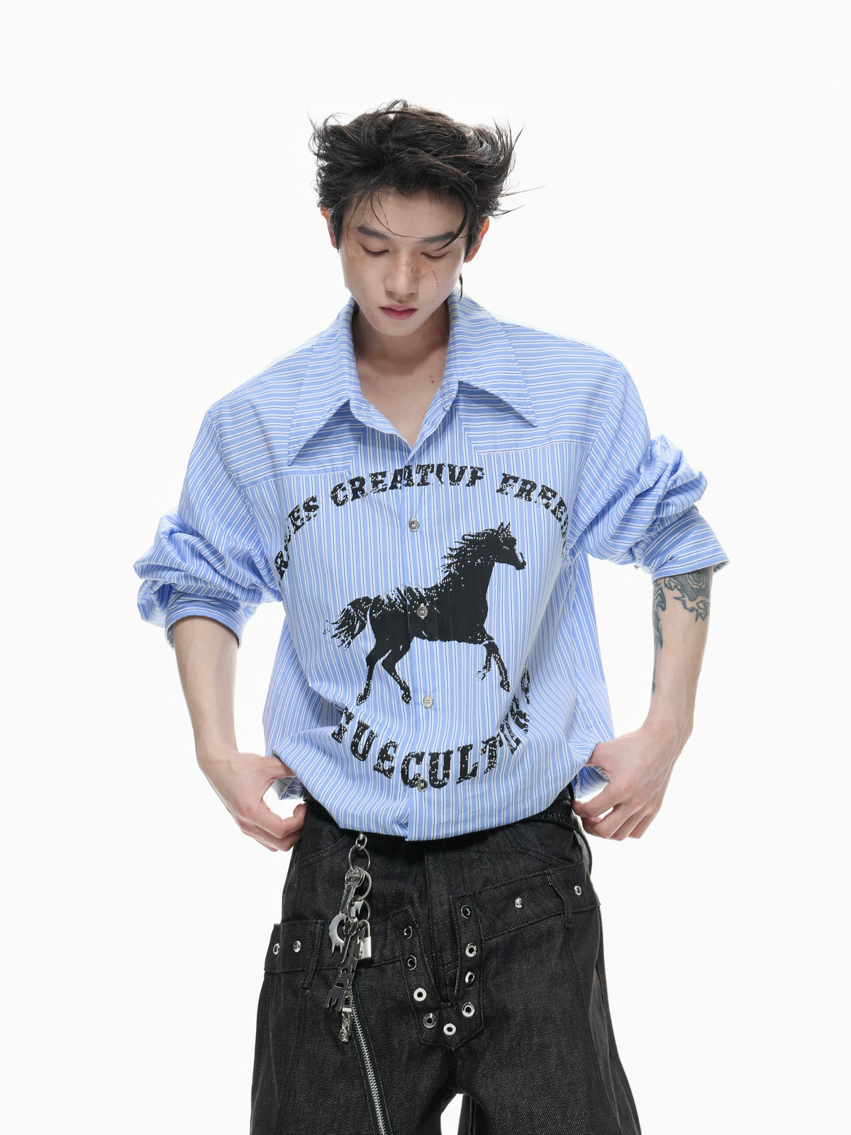 Rhinestone Studded Stripe Shirt - product image 2