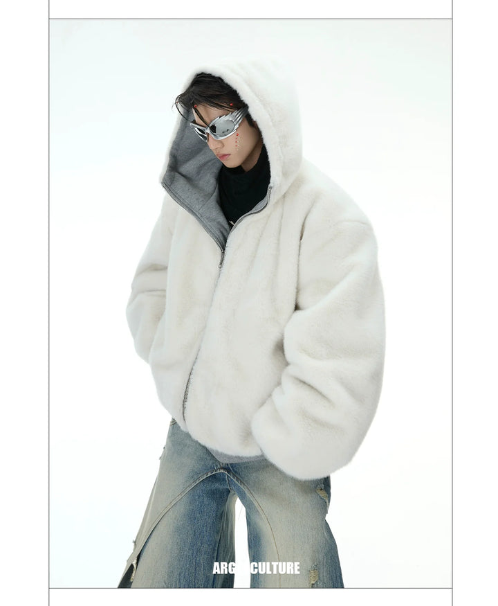 Convertible Reversible Plush Hoodie with 3D Ears & Cotton Back - ArgueCulture