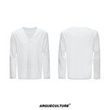 Deep V-Neck Linen-Blend Long-Sleeve Tee - product image 5