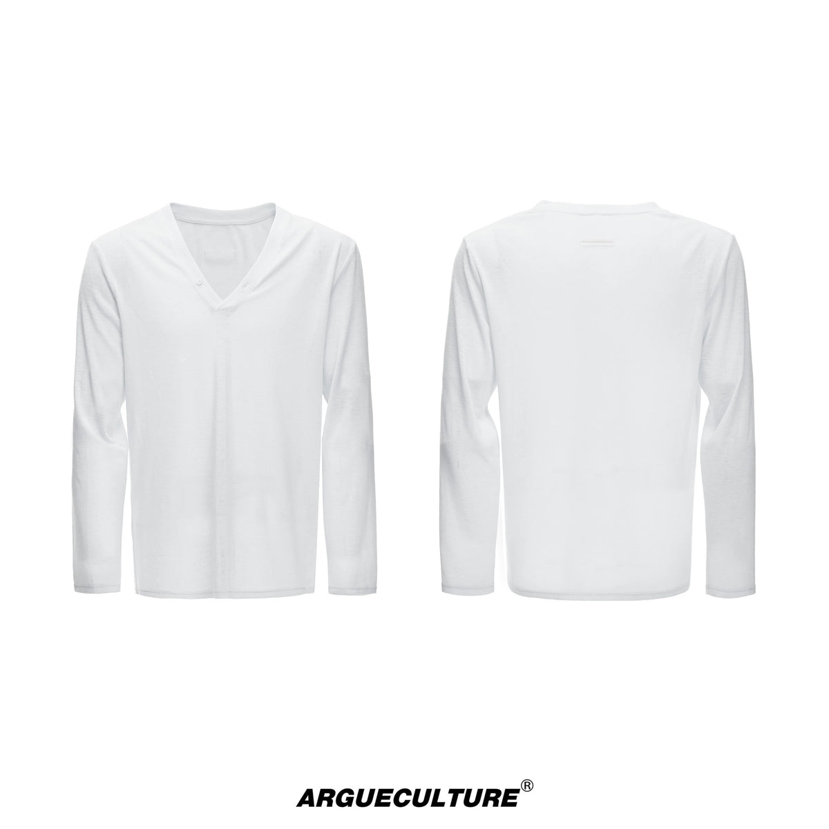 Deep V-Neck Linen-Blend Long-Sleeve Tee - product image 5