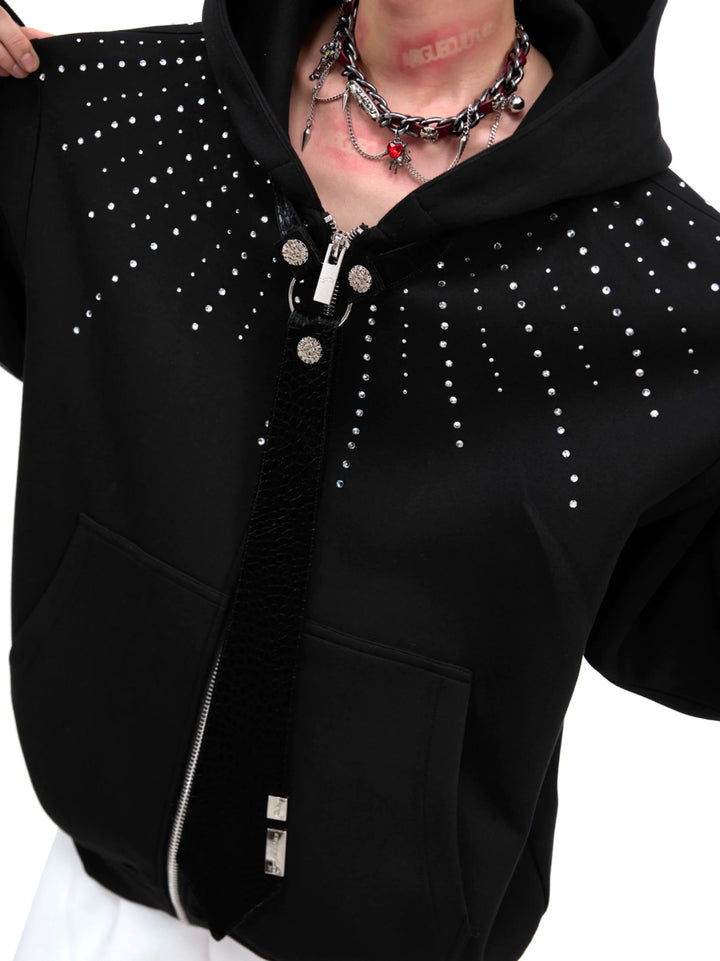 Rhinestone Hoodie with Detachable Tie for Men and Women - ArgueCulture