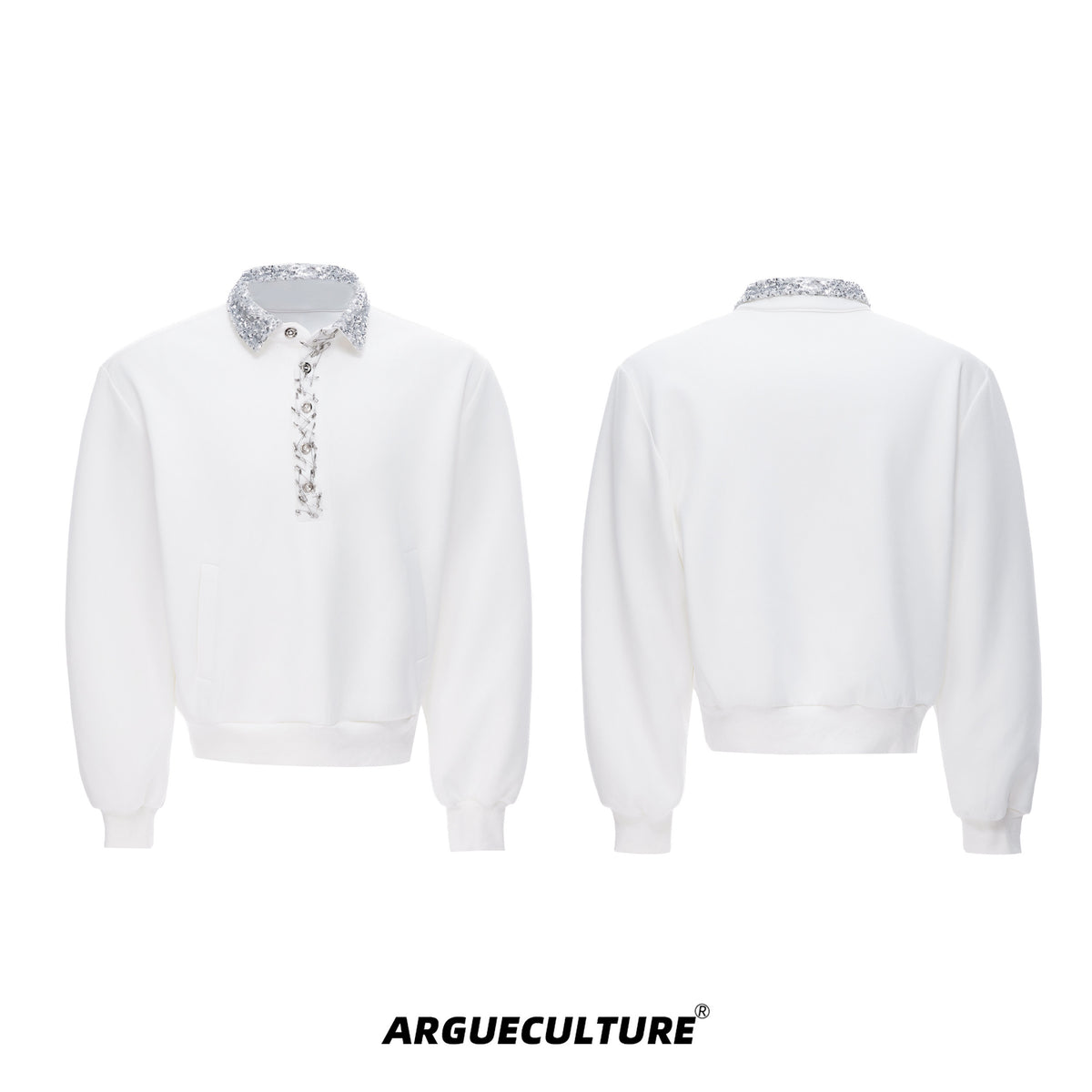 Sequined Lapel Polo Sweatshirt - product image 5