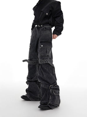Black Gray Multi-Pocket Utility Jeans - product image 3