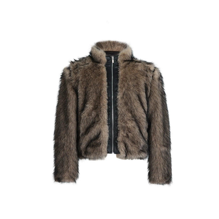 Luxury Gradient Faux Fur PU Leather Short Jacket - ArgueCulture