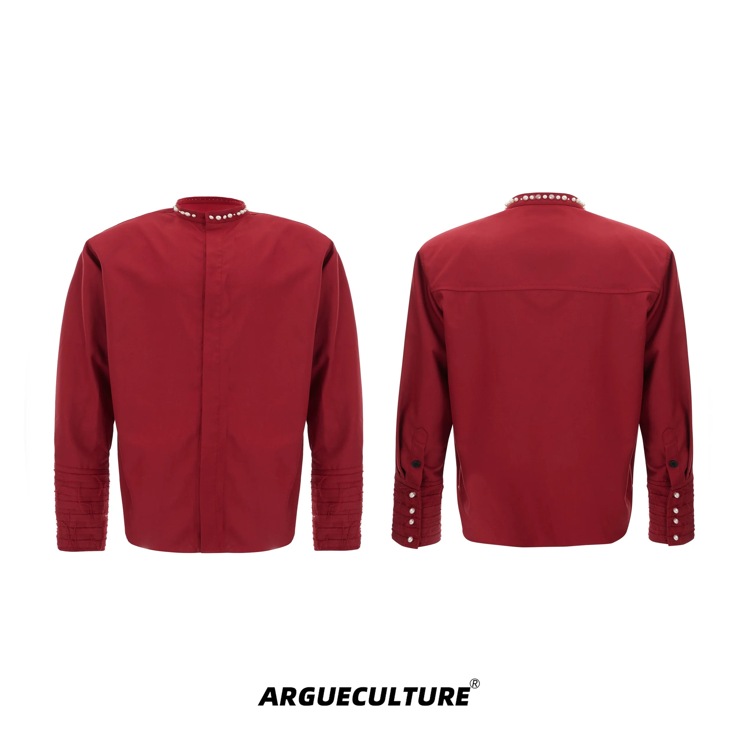 Baroque Pearl Padded Shoulder Shirt Luxurious Design Unisex - ArgueCulture