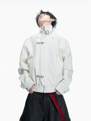 Python-Embossed Cropped Faux Leather Jacket - product image 2
