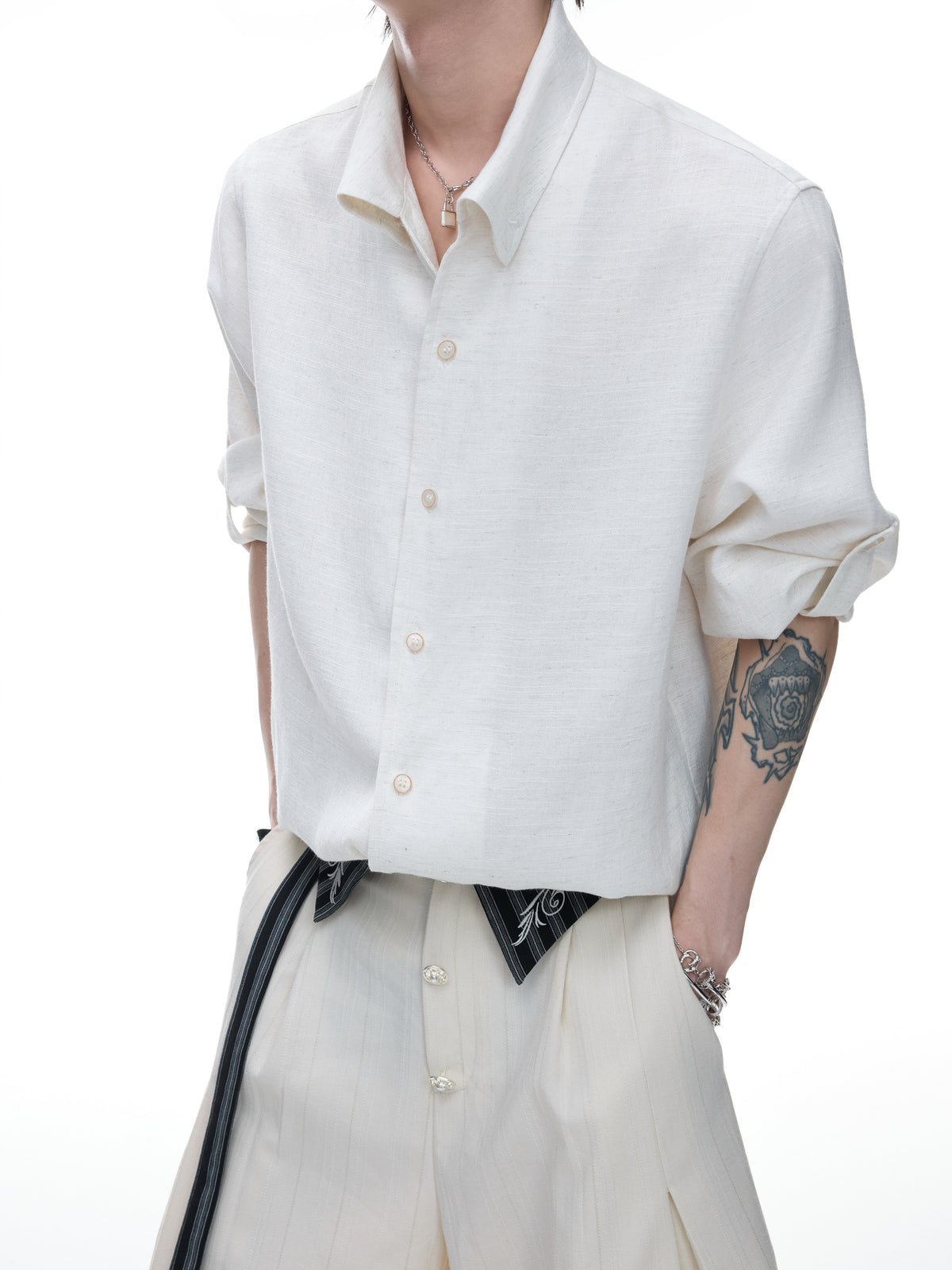 Textured Linen Tencel Embroidered Shirt - product image 3