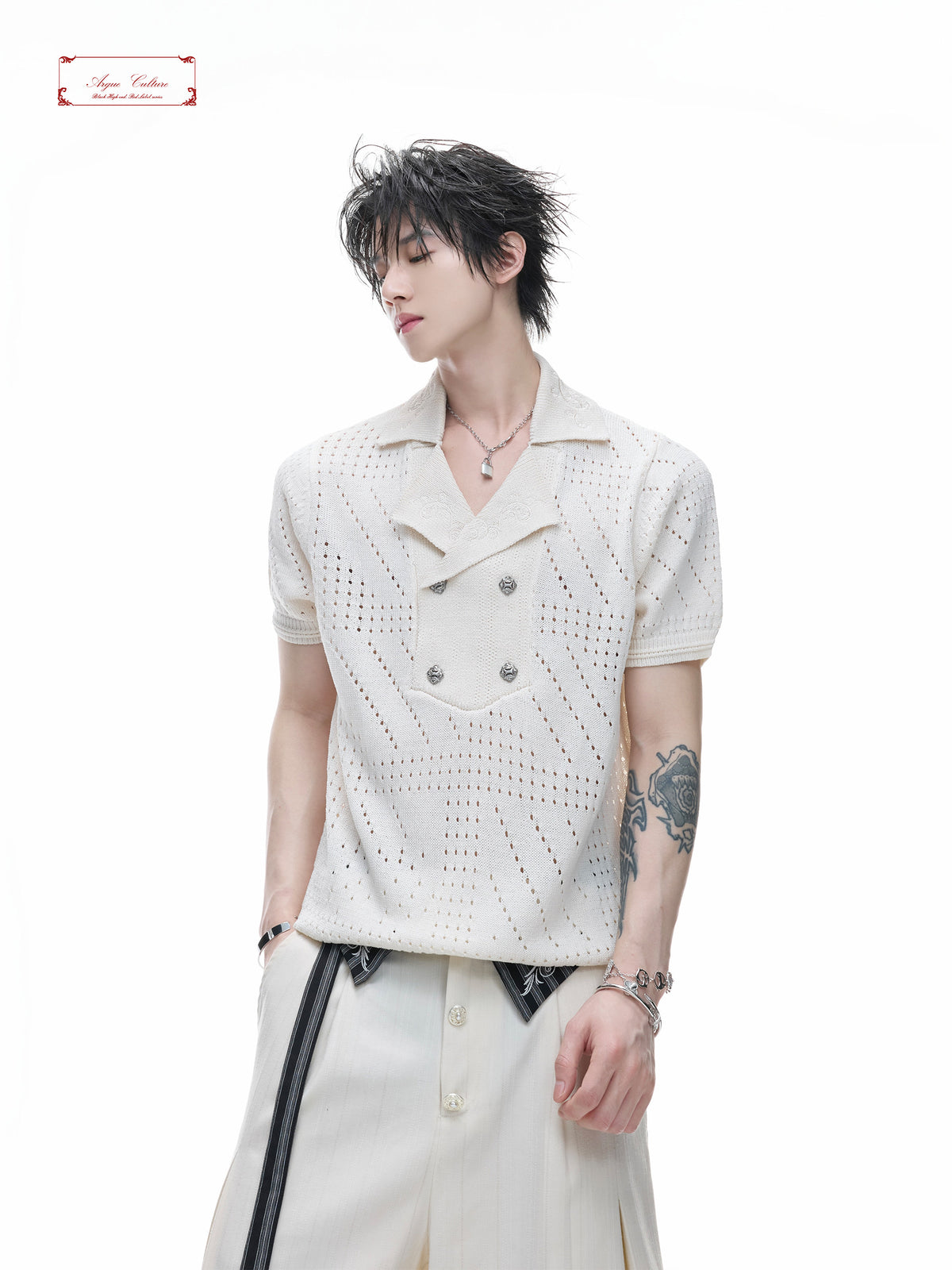 Openwork Embroidered Knit Polo - product image 1