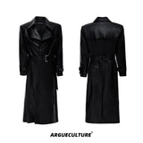Crocodile-Texture Wide-Shoulder Trench Coat - product image 5
