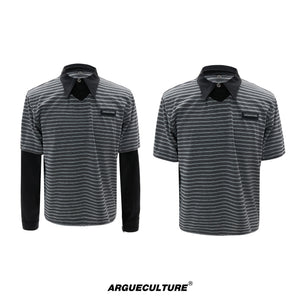 Color-Block Striped Mock Two-Piece Polo - product image 5