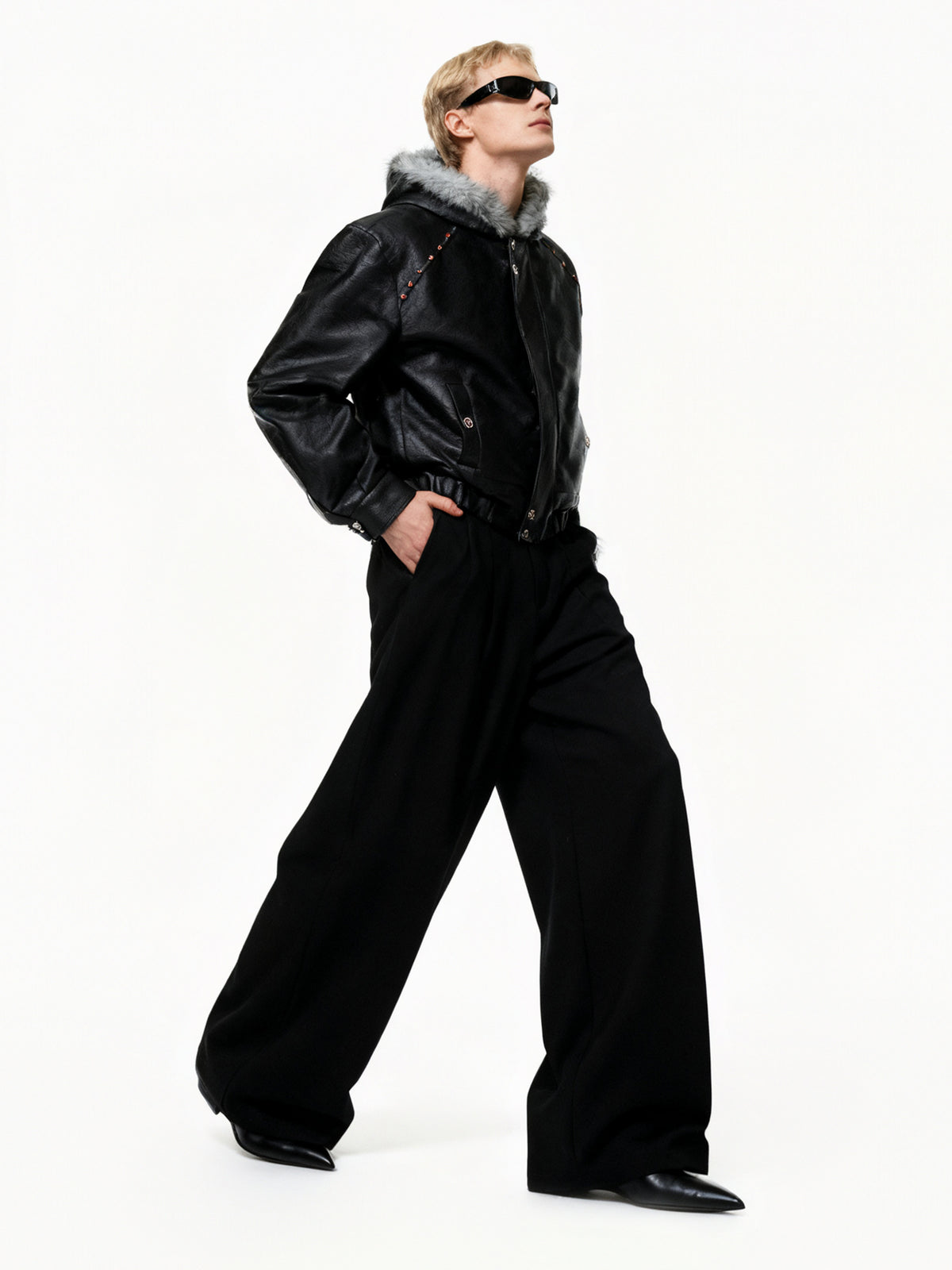 Fleece-Lined Faux Leather Hooded Jacket - product image 3