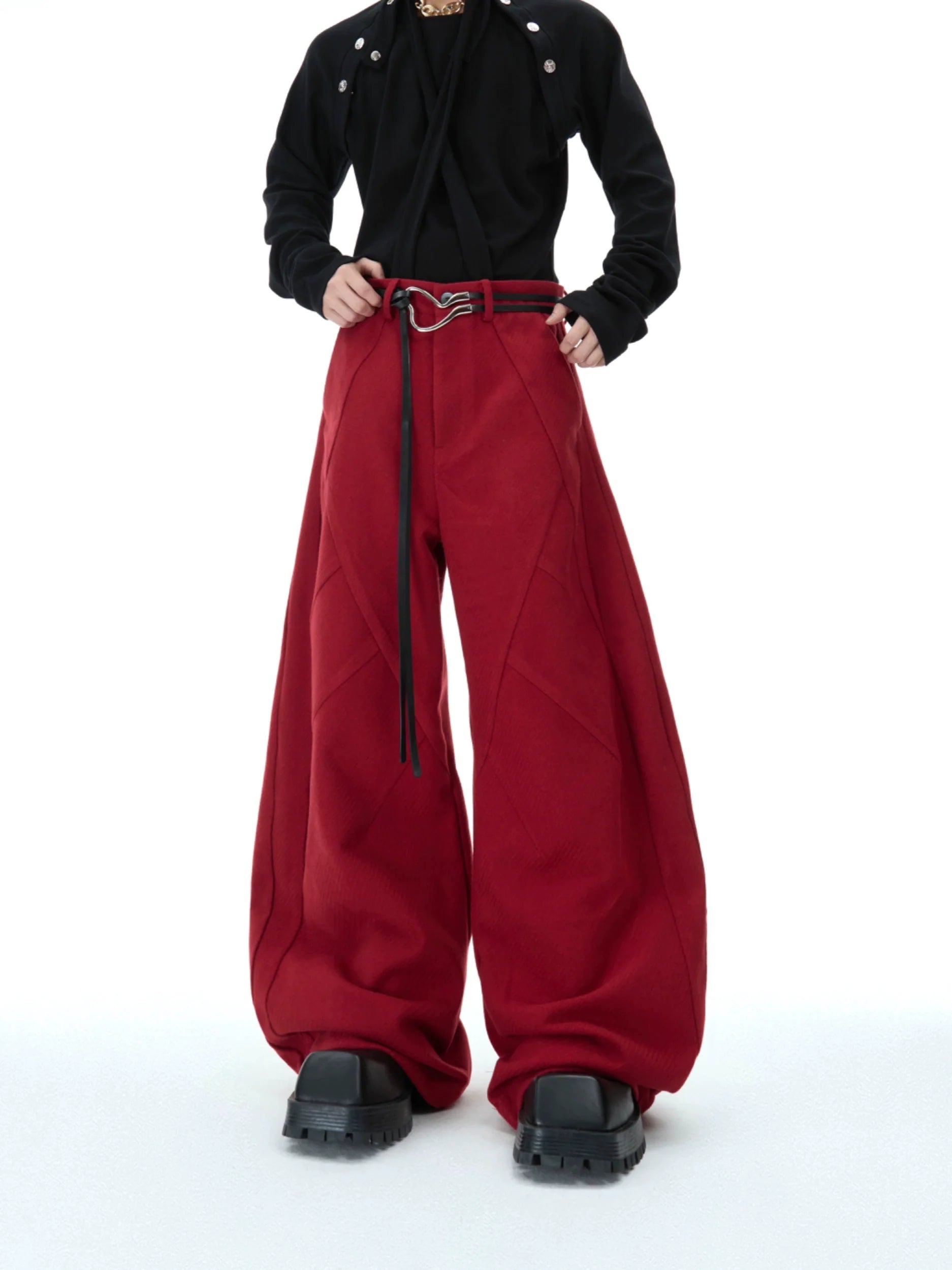 Textured Wide-Leg Pants with Relaxed Fit and Modern Design - ArgueCulture