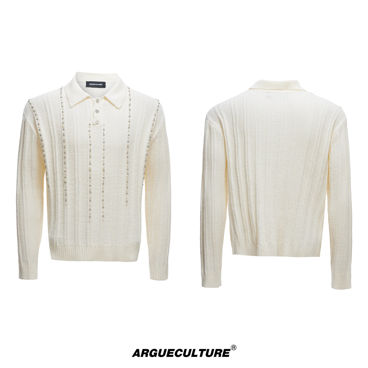 Pearl-Trim Knit Polo Shirt - product image 5