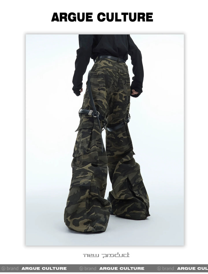 Vintage Camouflage Cargo Pants with Detachable Belt - ArgueCulture