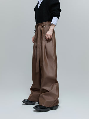 Pleated Straight-Leg Tie-Waist Trousers - product image 2