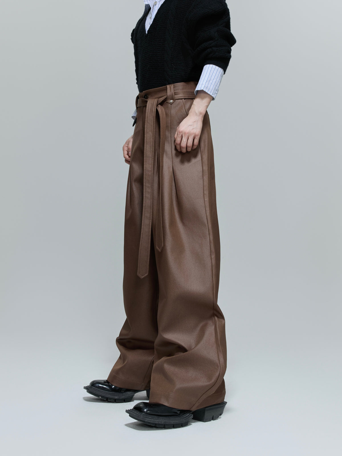 Pleated Straight-Leg Tie-Waist Trousers - product image 2