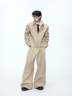 Contrast Lapel Cotton Jacket and Pants Set - product image 2