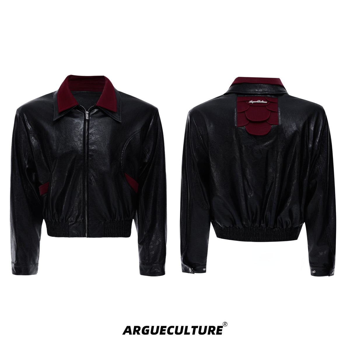 Contrast Snakeskin-Texture PU Jacket - product image 5