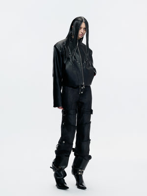 Cropped Matte Faux Leather Rivet Jacket - product image 5